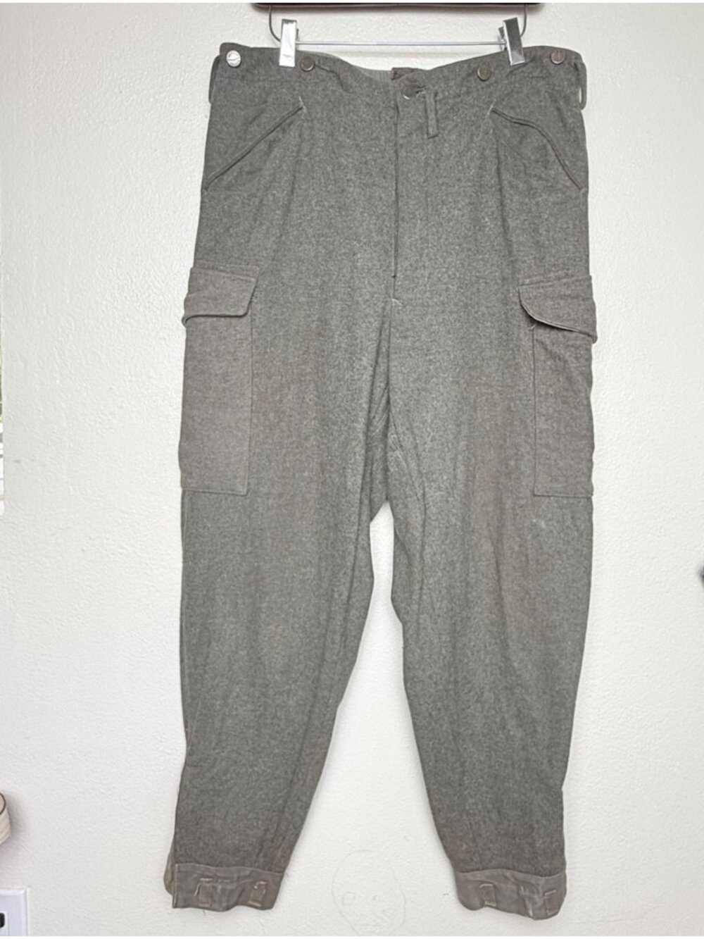 Vintage 1941 Swedish WW2 Army Pants WOOL Military Green Sweden CARGO Crow Sz 36